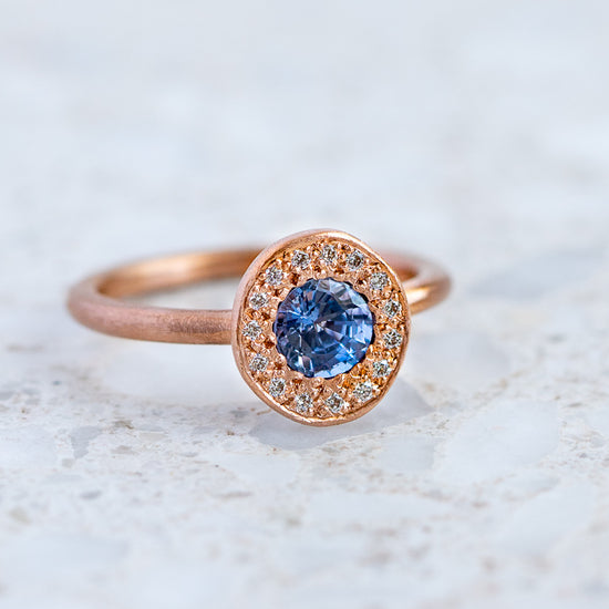 Load image into Gallery viewer, Ceylon Sapphire and Diamond Pebble Ring
