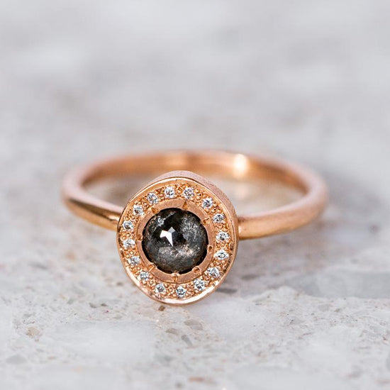 Dark Diamond Halo Pebble Ring