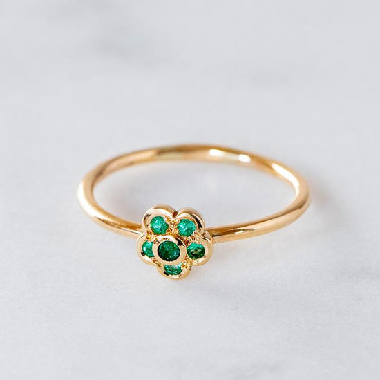 Emerald Daisy Stacking Ring