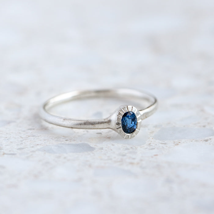 Sapphire Forest Stacking Ring In Silver, Size Q (In Stock)