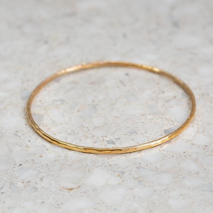 Hammered Fine Bangle In 9ct Yellow Gold (In Stock)
