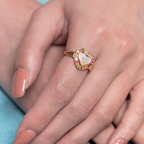 Opal Heart Pebble Ring