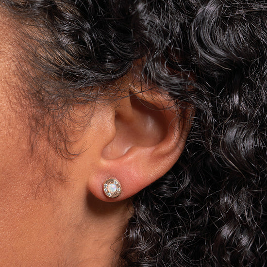 Opal and Diamond Single Pebble Earring