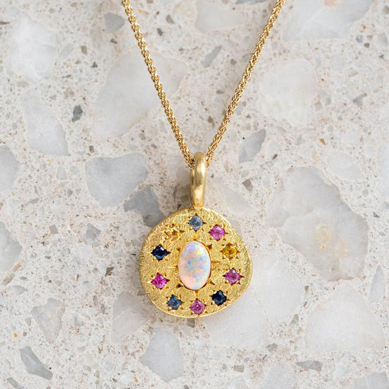 Opal Starburst Disc Necklace