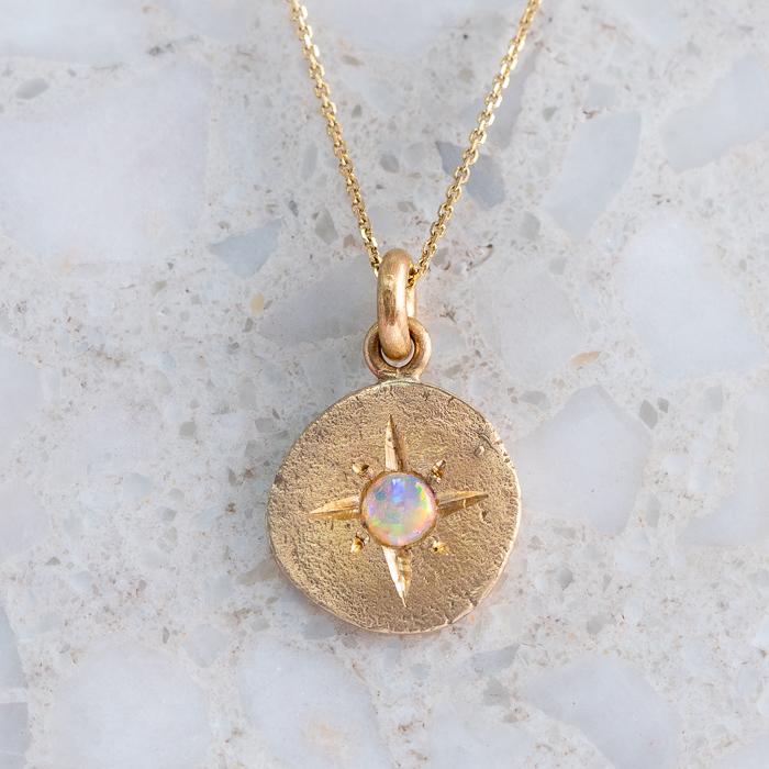 Opal Star Disc In Necklace 9ct Yellow Gold (In Stock)