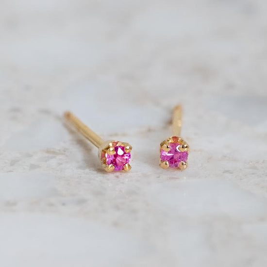Load image into Gallery viewer, Tiny Pink Sapphire Single Stud In Silver (In Stock)

