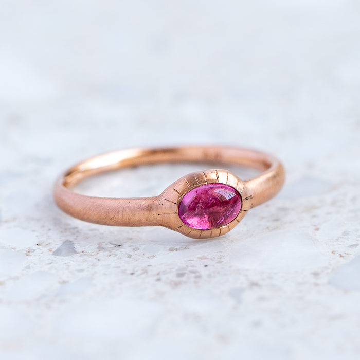 Parthian Cabochon Stacking Ring In 9ct Rose Gold, Size L (In Stock)