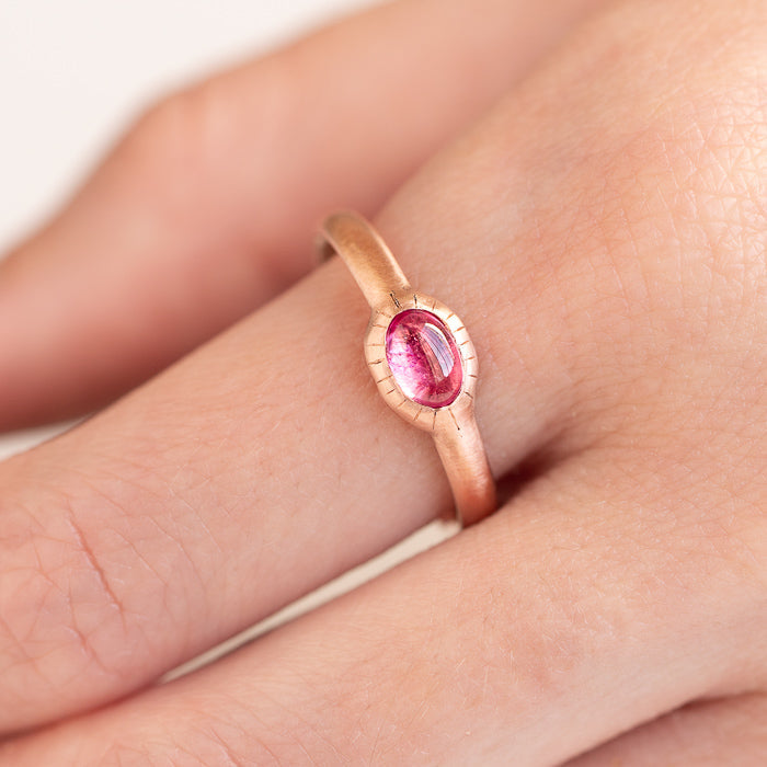 Load image into Gallery viewer, Parthian Cabochon Stacking Ring In 9ct Rose Gold, Size L (In Stock)
