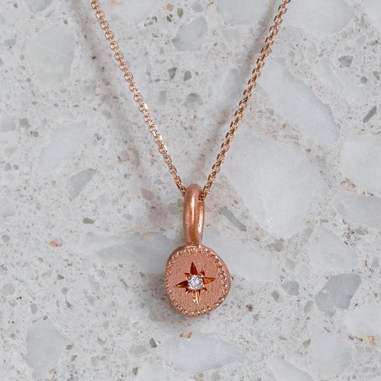 Rubble Necklace April Birthstone, Diamond, In 9ct Rose Gold (In Stock)