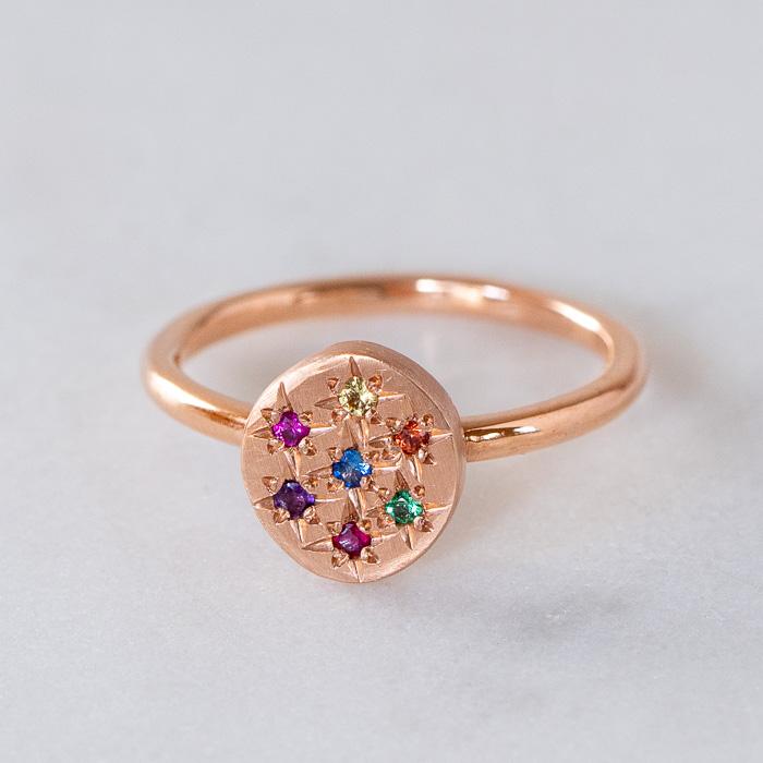 Starburst Pebble Ring In 14ct Rose Gold, Size O (In Stock)