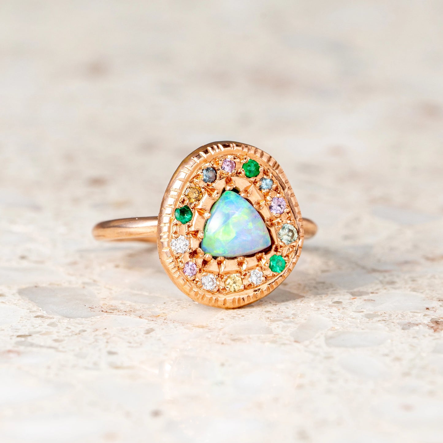 Load image into Gallery viewer, Watermelon Opal Pebble Ring
