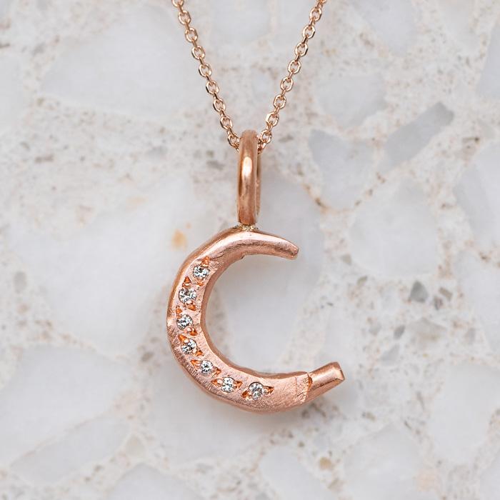 Diamond Set Crescent Moon Necklace
