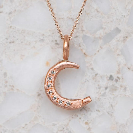 Load image into Gallery viewer, Diamond Set Crescent Moon Necklace
