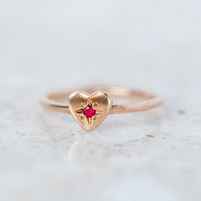 Ruby Mini Heart Stacking Ring