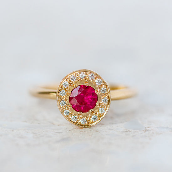Ruby and Diamond Pebble Ring