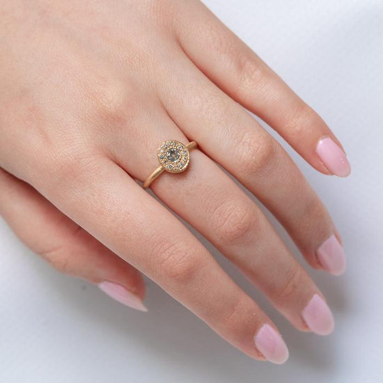 Salt & Pepper Diamond Pebble Ring
