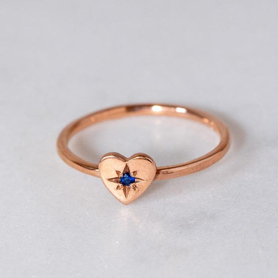 Load image into Gallery viewer, Sapphire Mini Heart Stacking Ring
