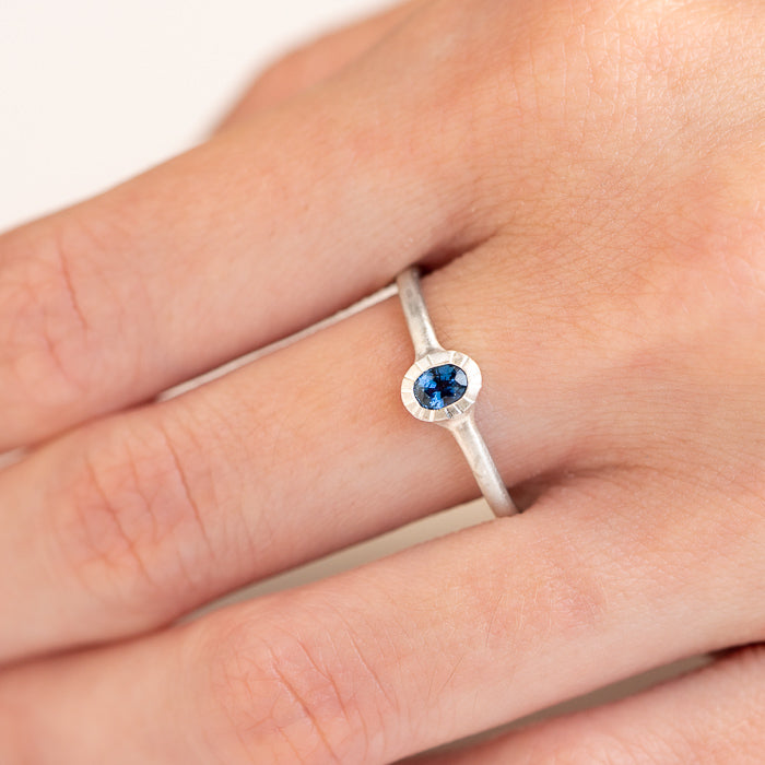 Sapphire Forest Stacking Ring In Silver, Size Q (In Stock)