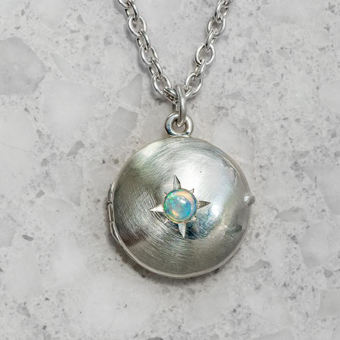 Silver Opal Star Locket