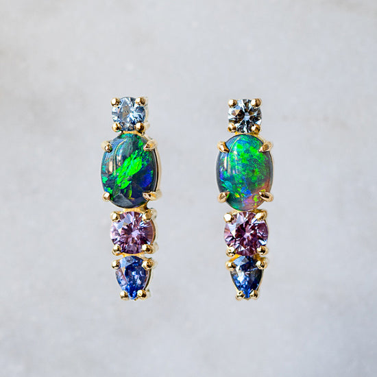 Load image into Gallery viewer, Opal And Sapphire Splice Earrings
