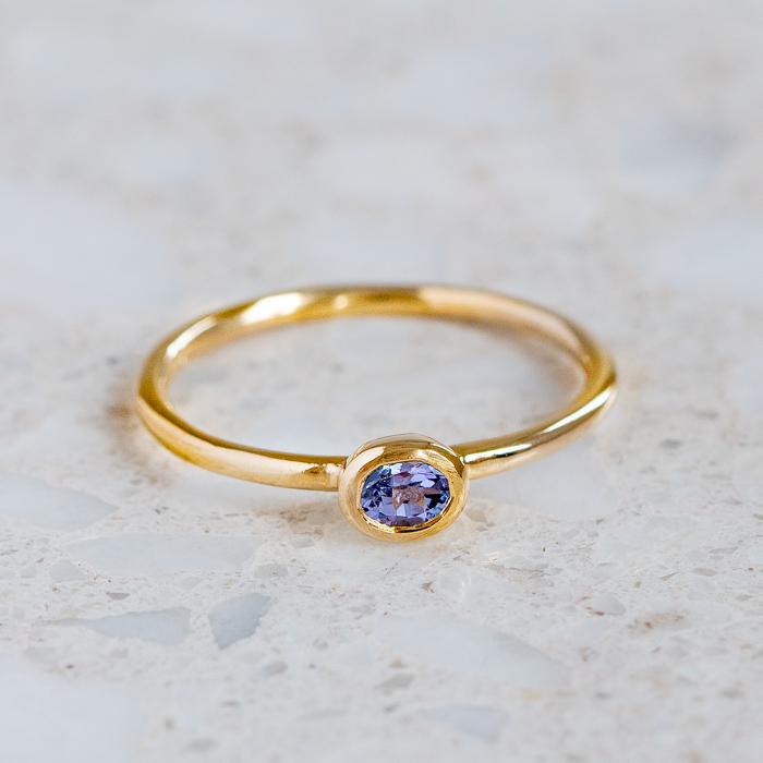 Load image into Gallery viewer, East West Tanzanite Stacking Ring
