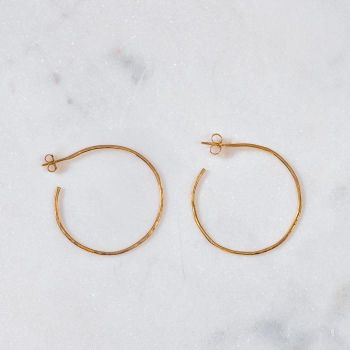 Load image into Gallery viewer, Whisper of Gold Hammered Hoops

