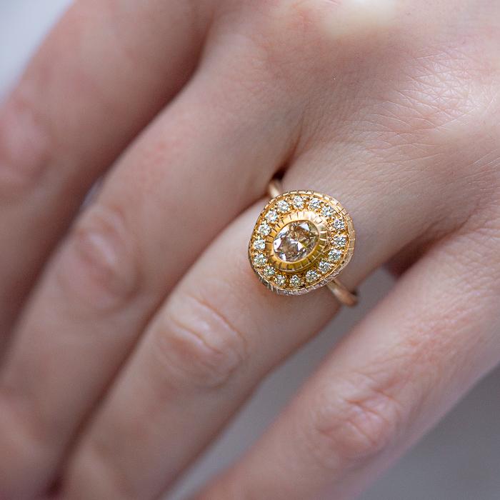 Load image into Gallery viewer, Champagne Diamond Pompeii Ring
