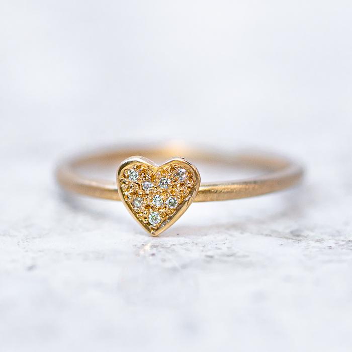 Pave Diamond Mini Heart Stacking Ring