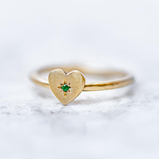 Emerald  Mini Heart Stacking Ring