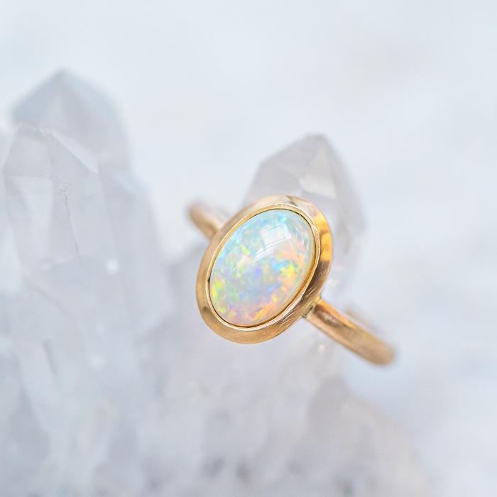 Crystal Opal Lozenge ring