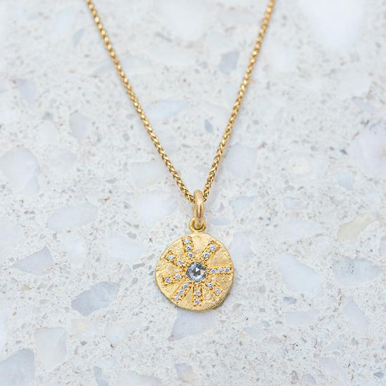 Load image into Gallery viewer, Salt &amp;amp; Pepper Diamond Sun Ray Necklace
